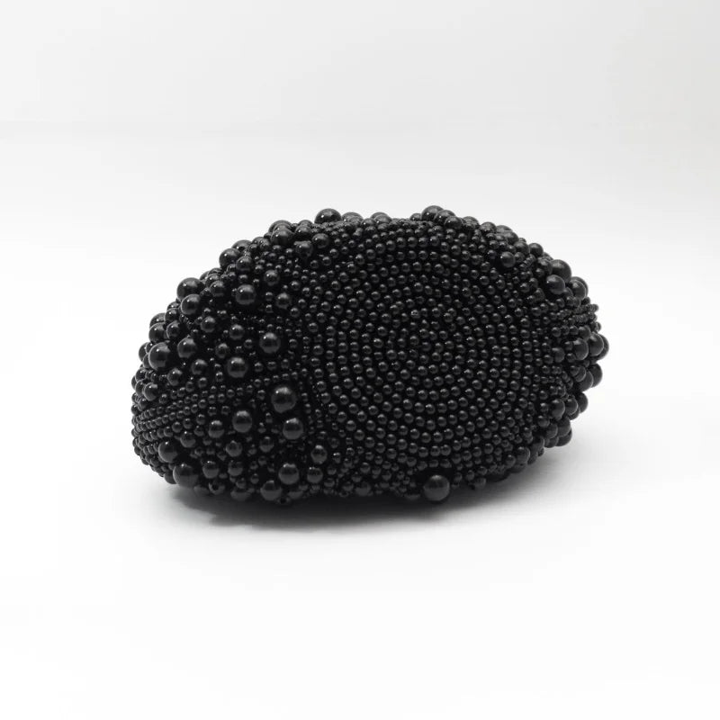 Full Black Pearls Evening Clutch Bags for Women Luxury Designer Mini Beading Handbags Chain Shoulder Bag Tote Mini Female Purses