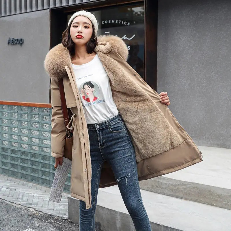 2025 New Parkas Women's Long Coat Winter Jacket Overcoming Plush Cotton Jacket