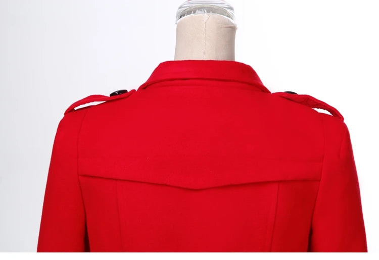 Autumn Winter Women Double Breasted Woolen Coat Solid Color Lapel Slim Fit Short Ladies Wool Jacket S-3XL