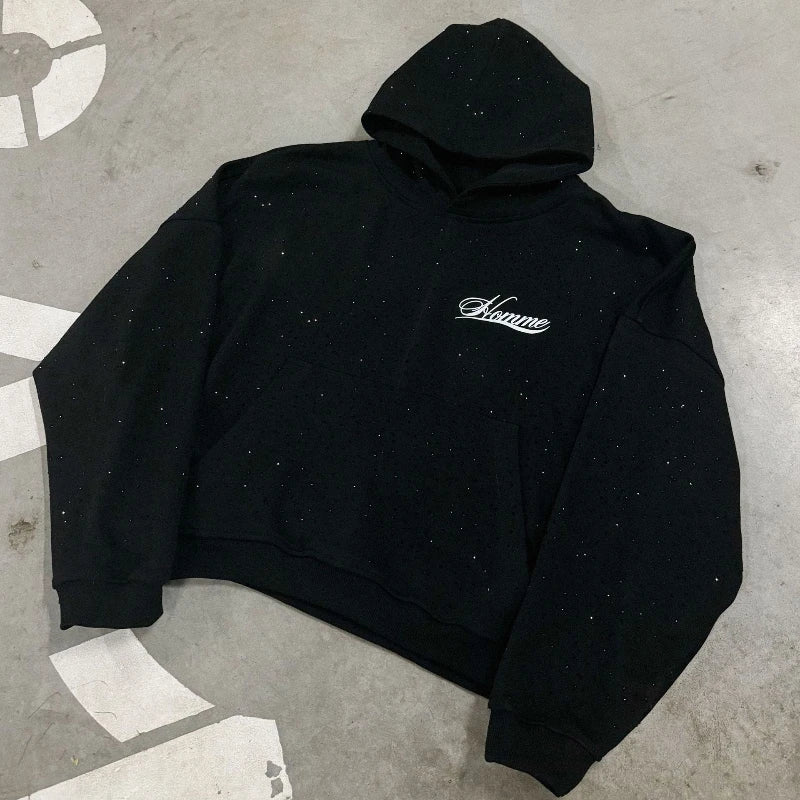 Spring and Autumn New Hoodie with Starry Sky and Hot Diamond Head Set, New Style Set with Trendy Brand Ins Hoodie