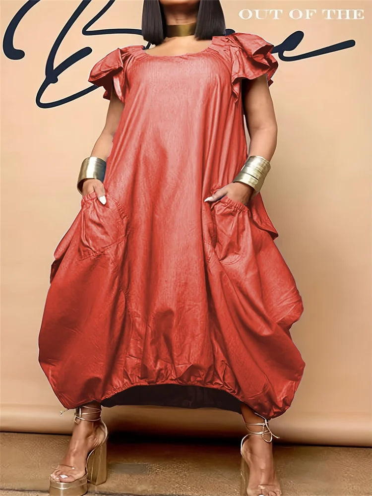 Wmstar Long Dresses for Women 2025 Casual Sweet Solid Color Pockets Loose Summer Clothes Maxi Dresses Wholesale Dropshipping