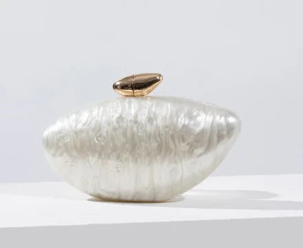 Shell Brand Pearl Brown Marble Acrylic Box Clutches Evening Bag Wedding Party Female Mini Purse Evening Female Bridal Handbag
