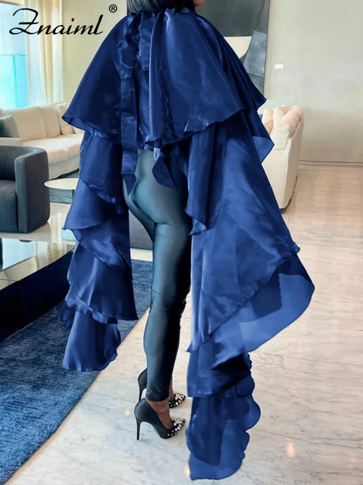 Znaiml Elegant Batwing Sleeve O-Neck Cloak Tops Women Spring Summer Dashiki Ladies Dubai Muslim Kaftan African Female Clothing