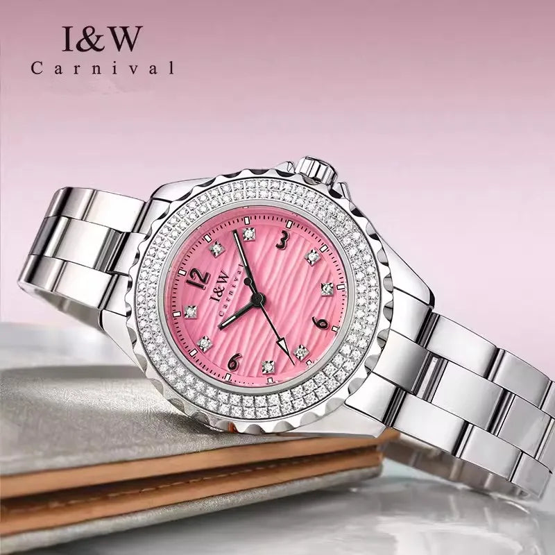 CARNIVAL Woman Fashion Quartz Wristwatches Ladies Brand Luxury Rose Gold Silver Watches Waterproof for Women Relojes De Mujer