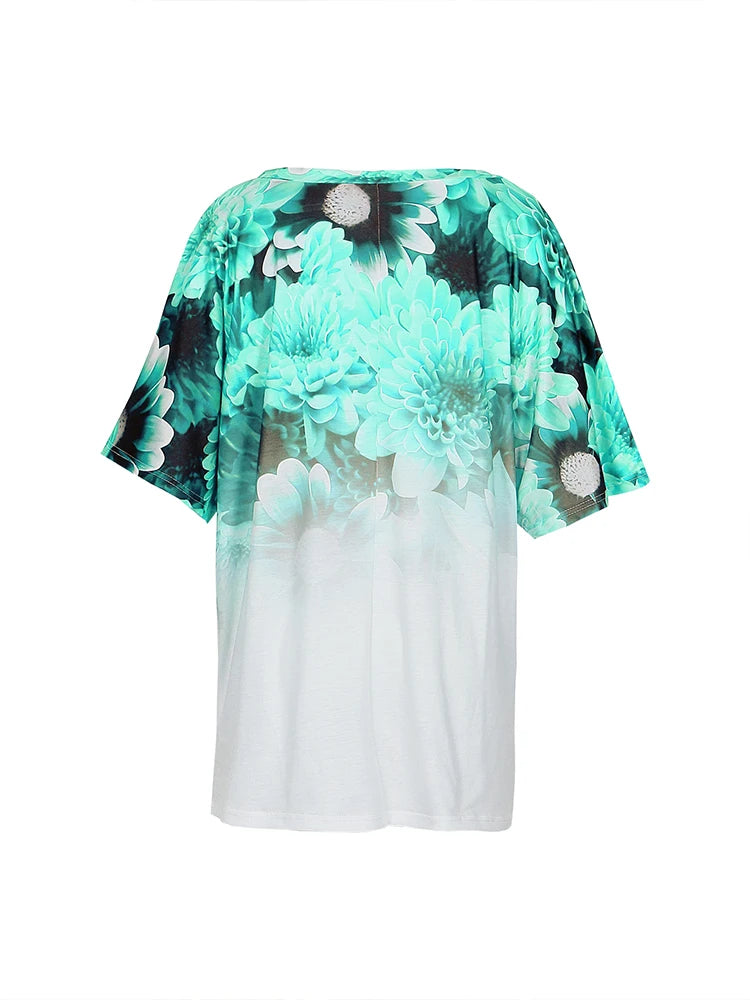 Plus Size Women's V Neck Short Sleeve T Shirt Round Neck Pullover Casual Printed Pattern Summer Best Choice