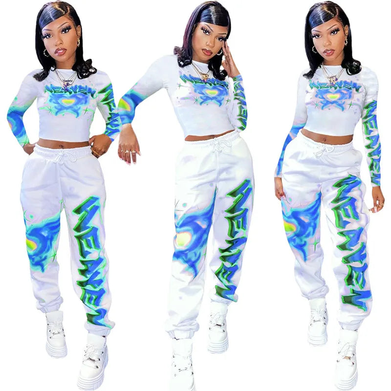 High Quality 2 Piece Outfit for Women Set Casual Sweat Suit Crop Sweatpant Joggers Tracksuit Fall Clothes Wholesale Dropshpping