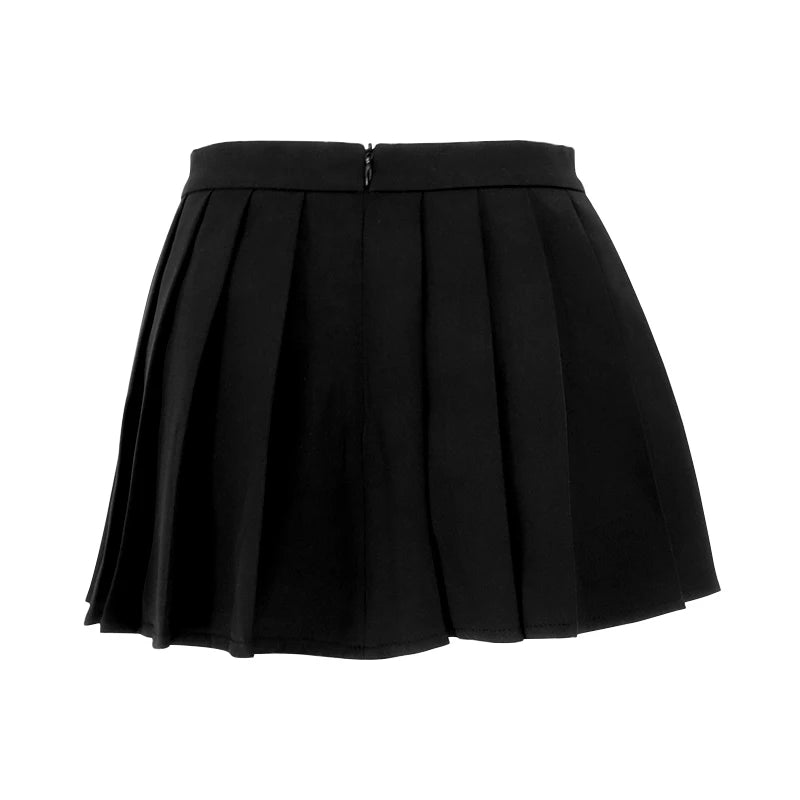 Sexy Sweet Mini Skirt Women Summer New Streetwear Fashion Black Pleated Skirt Solid Casual Club Elegant Party Short Skirt Lady
