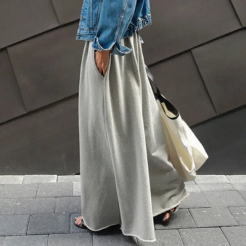 Beautyblue Gray Wide Leg Pants Black Bottoms for Women Casual Loose Pocket Korean Harajuku Streetwear Female Outdoor Sweatpants