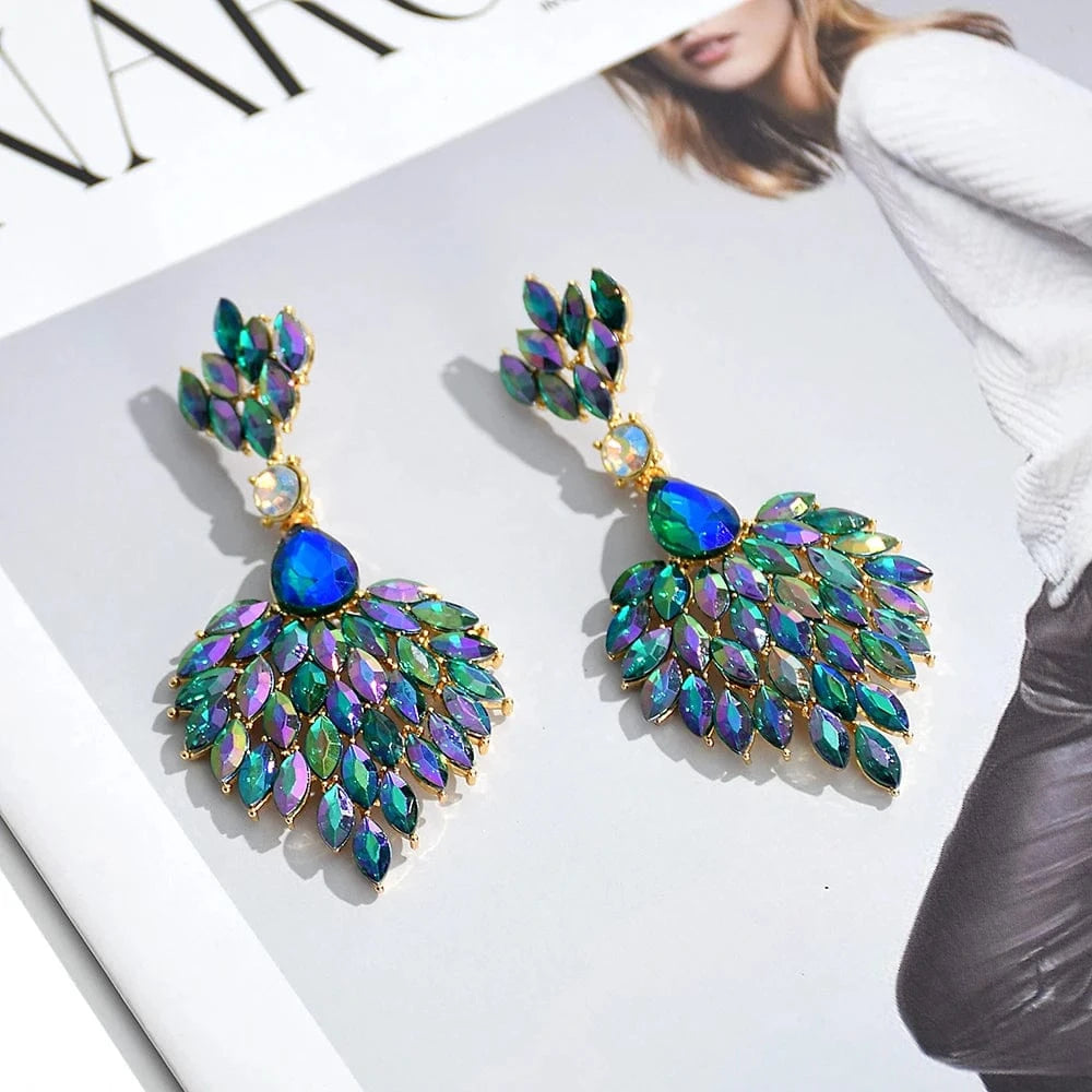 Hot-Sell High Quality Colorful Rhinestone Drop Earrings For Women Girls Party Wedding Crystal Accessories Jewelry Wholesale
