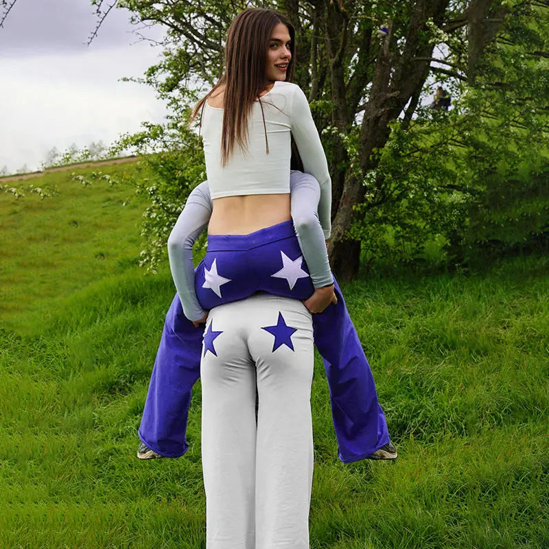 New 2025 Summer Womens High Elasticity Sports Joggers Women Embroidered Star Pattern Streetwear Straight Tube Casual Y2k Pants
