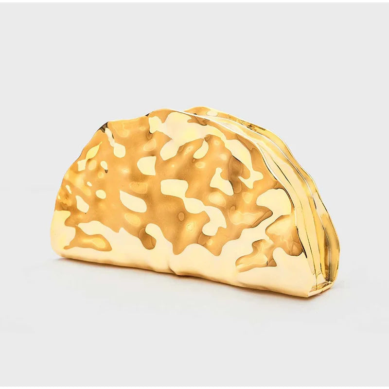 Brand Luxury Design Evening Bag Acrylic Fashion Exquisite High-end Handbag Metal Fan-shaped Crossbody Bag Textured Women's Bag