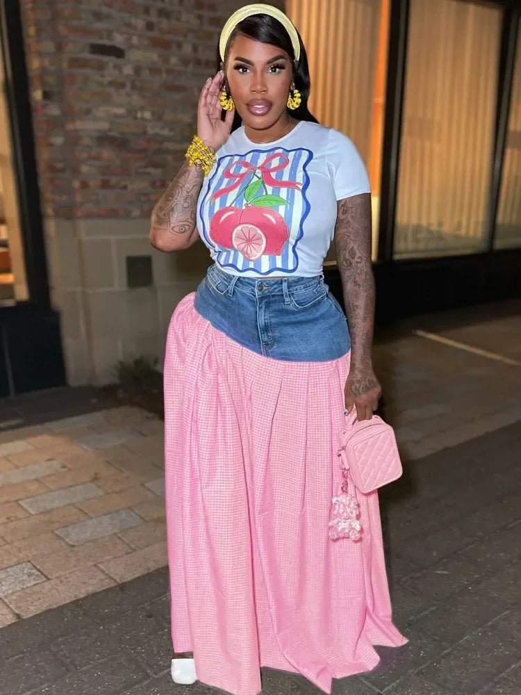2 Piece Women Set Dashiki African Clothes Summer Autumn New Fashion Short Sleeve Top And Skirt Suit Party Lady Matching Sets