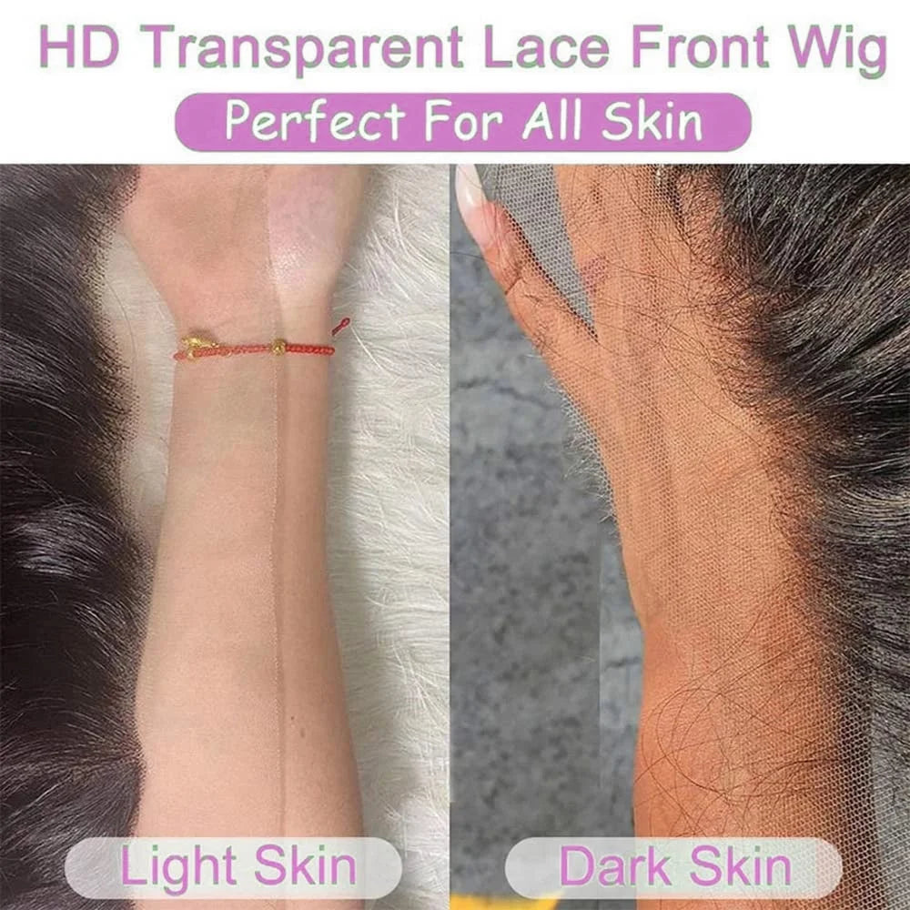 Deep Wave Lace Front Wigs Human Hair 13x6 HD Transparent Curly Lace Frontal Wigs Human Hair Pre Plucked with Baby Hair Natural