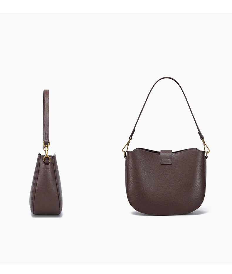 Women‘s Cowhide Genuine Leather Shoulder Bag Ladies Soft Natural Cow Leather Handbag Female Fashion Luxury Design Crossbody Bags