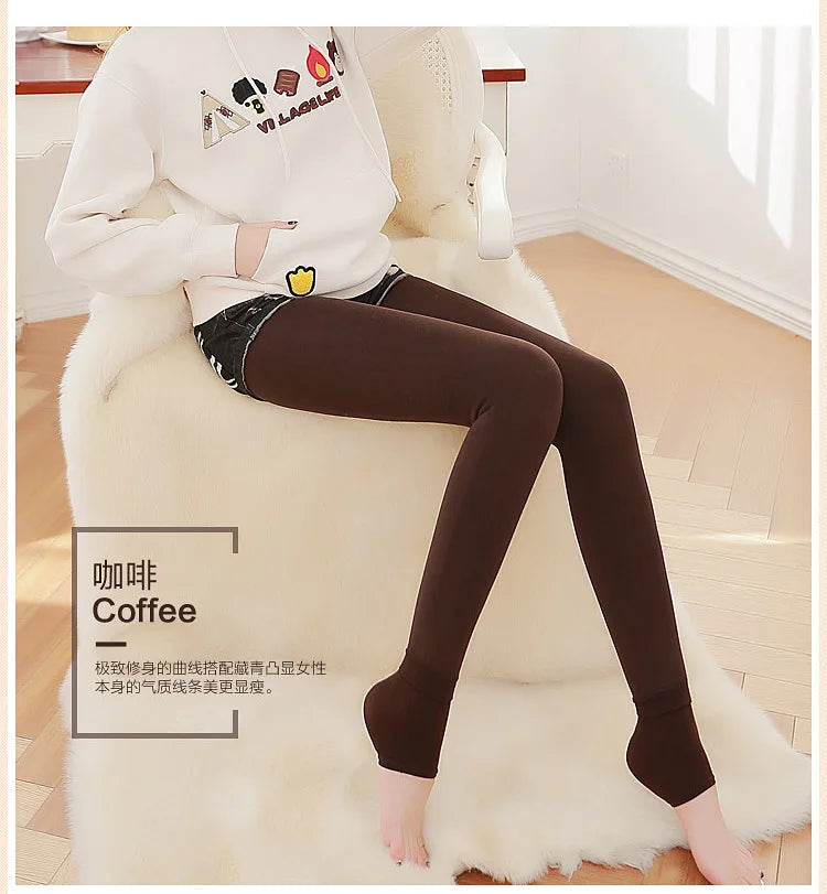 Women Leggings Winter Warm Thicken Velvet Elastic High Waist Leggings Fleece Casual Solid Tights Skinny Sexy Body Socks Leggins