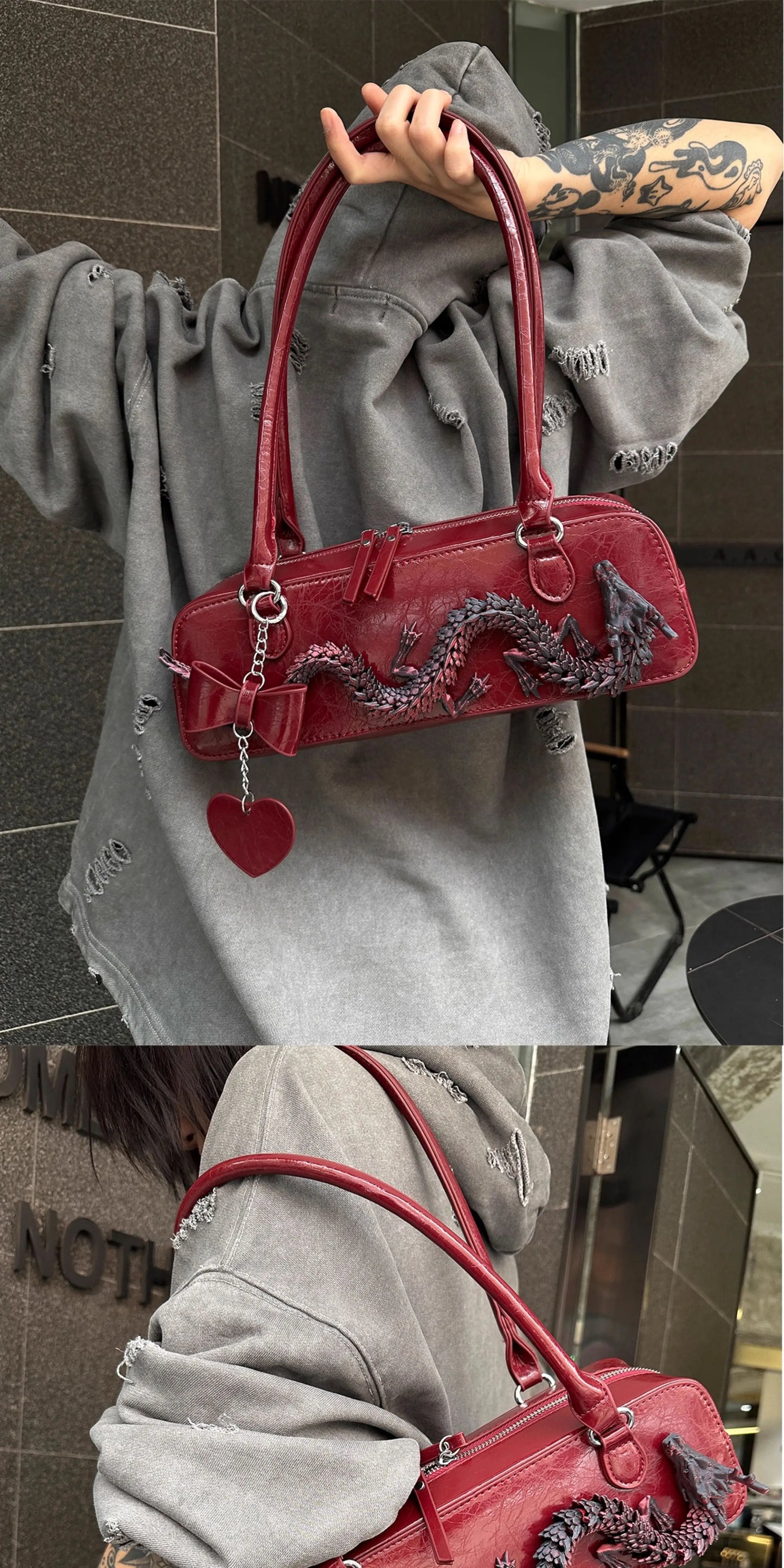 Original Designer Custom Bowling Bag Stereo Dragon Bag Underarm Shoulder Tote Handbag for Women Hot Selling