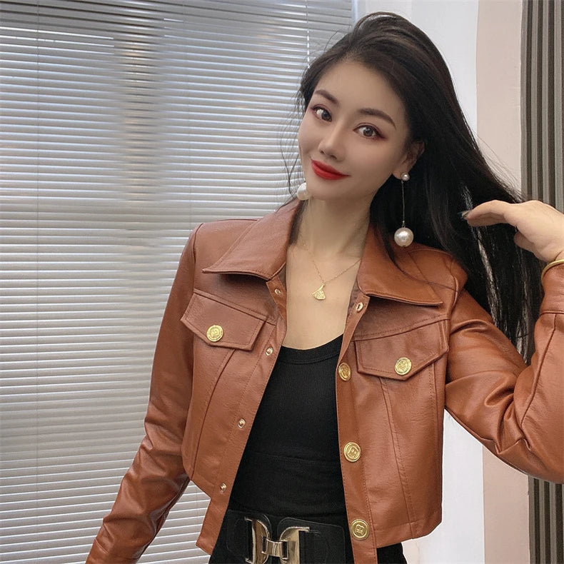 2025 Autumn New Short Style Coat Women's Leather Jacke Clothing