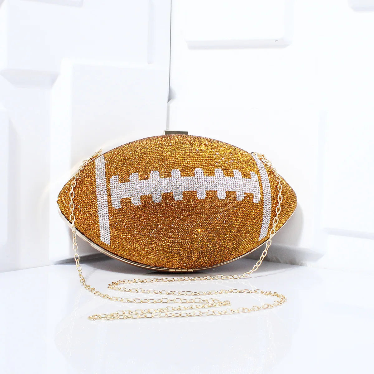 Football-Shaped Evening Minaudière - Exquisite High-End Banquet Purse for Dance Events Versatile Shoulder Messenger Bag