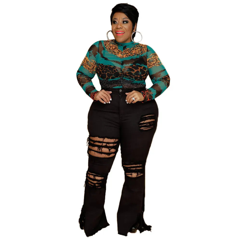 Wmstar Plus Size Jeans Women Bodycon Stretch Solid Pockets High Waist Fashion Denim Flared Pants 2022 Wholesale Dropshipping