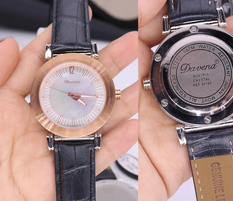Luxury Unicorn Melissa Women's Watch Rhinestone Crystal Fashion Hour Real Leather Bracelet Clock Girl's Birthday Gift Box