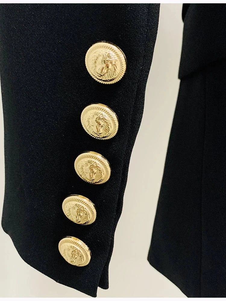 HIGH STREET Newest 2024 Stylish Designer Jacket Women's Metal Sheets Beading Belted Shawl Collar Blazer