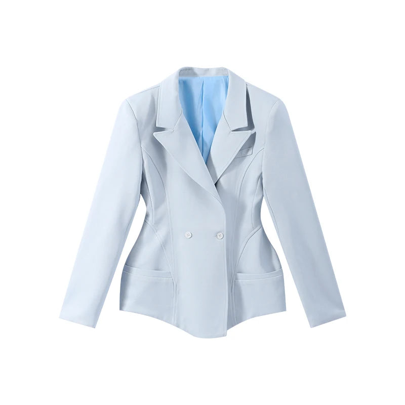 Double-Breasted Blazer and Mini Shorts Set for Women
