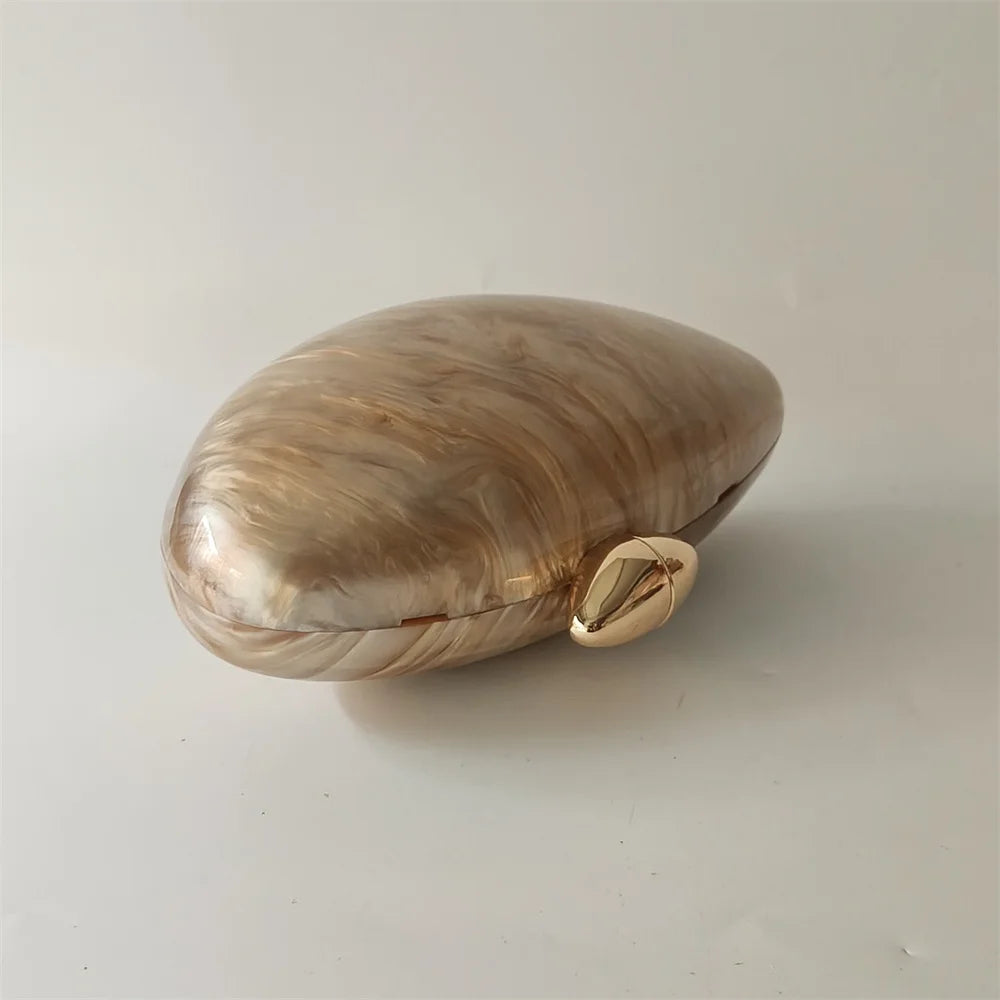 Shell Brand Pearl Brown Marble Acrylic Box Clutches Evening Bag Wedding Party Female Mini Purse Evening Female Bridal Handbag