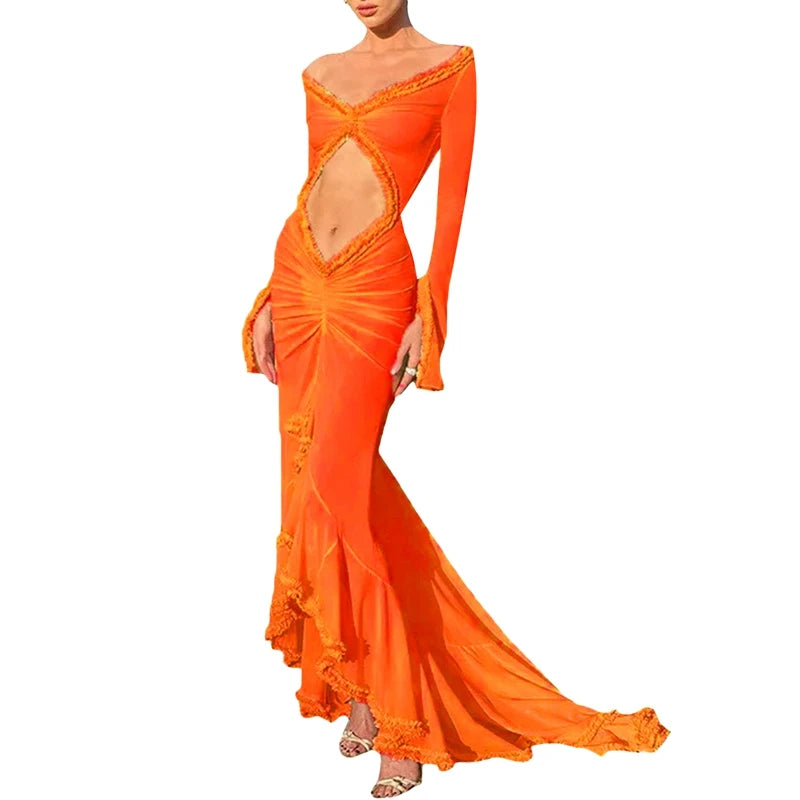 Beach Vacation Sexy Mesh Sheer Ruffled Dress for Women