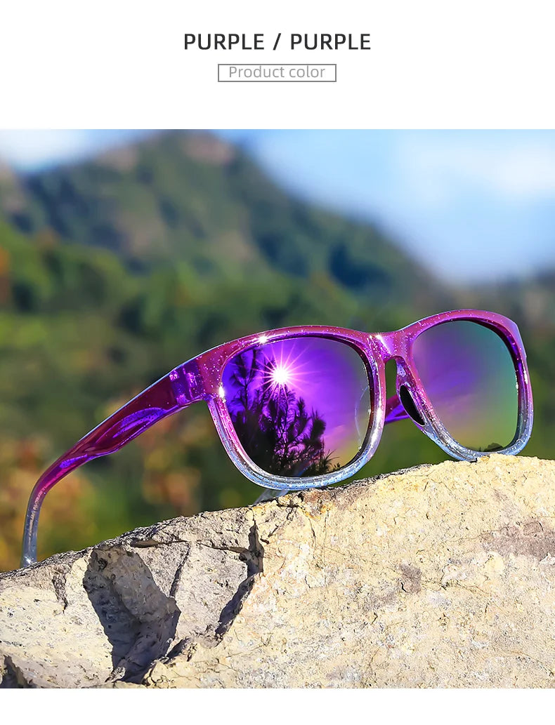 1 Pair Unisex Polarized Square Fashion Sunglasses - Lightweight Purple Glitter Frame, TAC Lenses for Outdoor Sports & Fashion