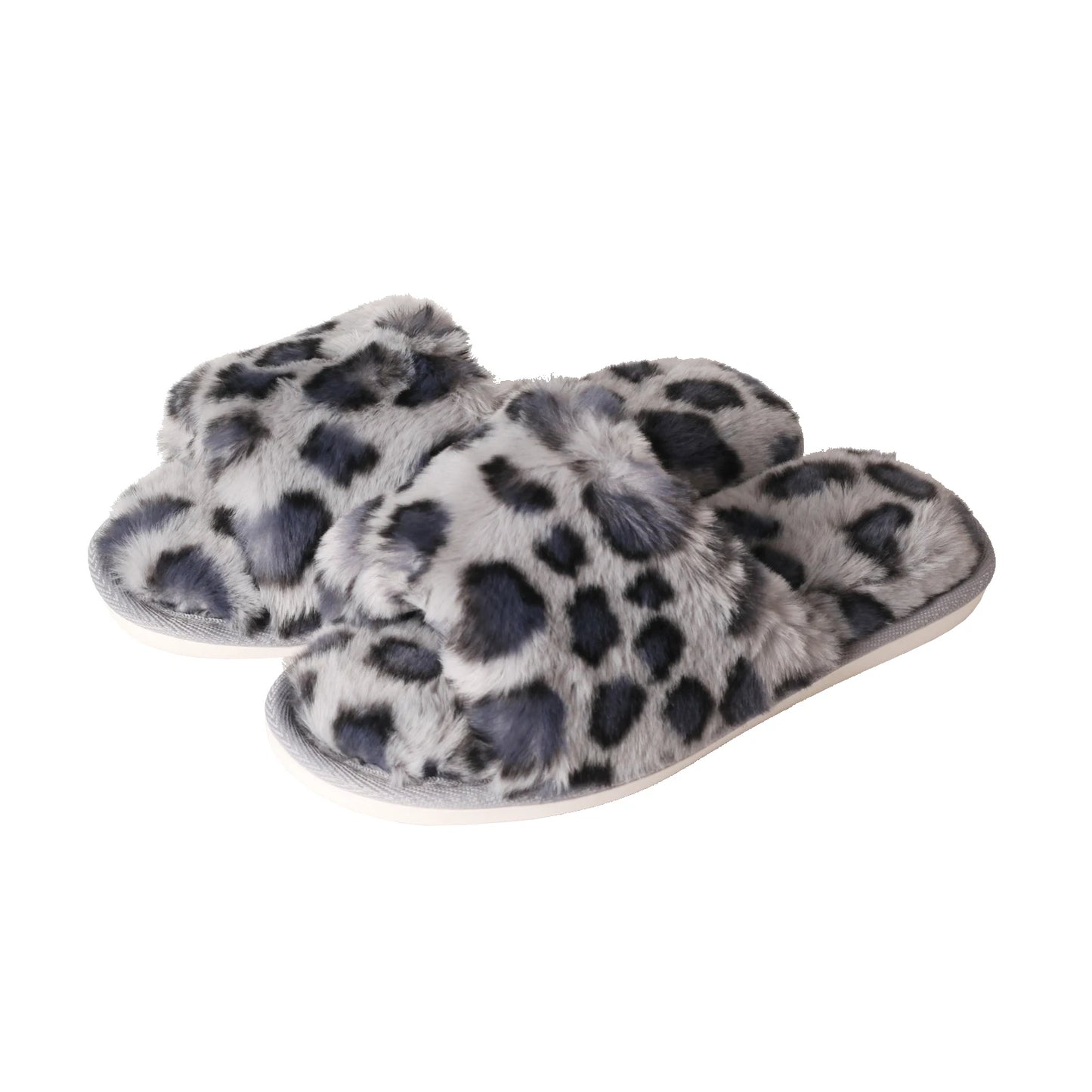 Warm Leopard Plush Indoor Slippers