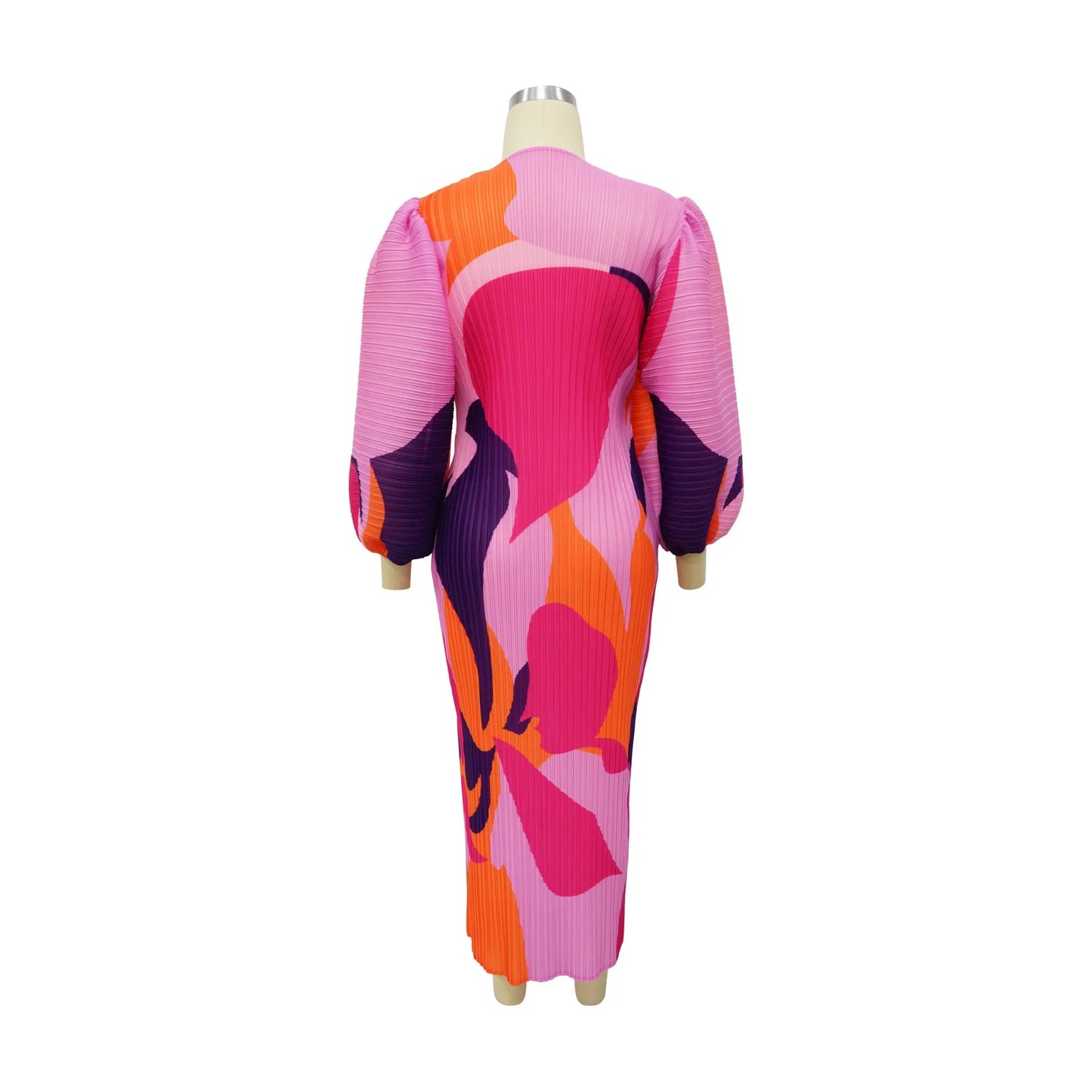 Lantern sleeve pleated dress