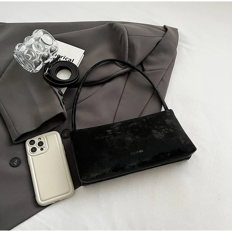 Retro Texture Design Underarm Bag Solid Color Simple Advanced Versatile Ladies Handbag Elegant Fashion Exquisite Shoulder Bag