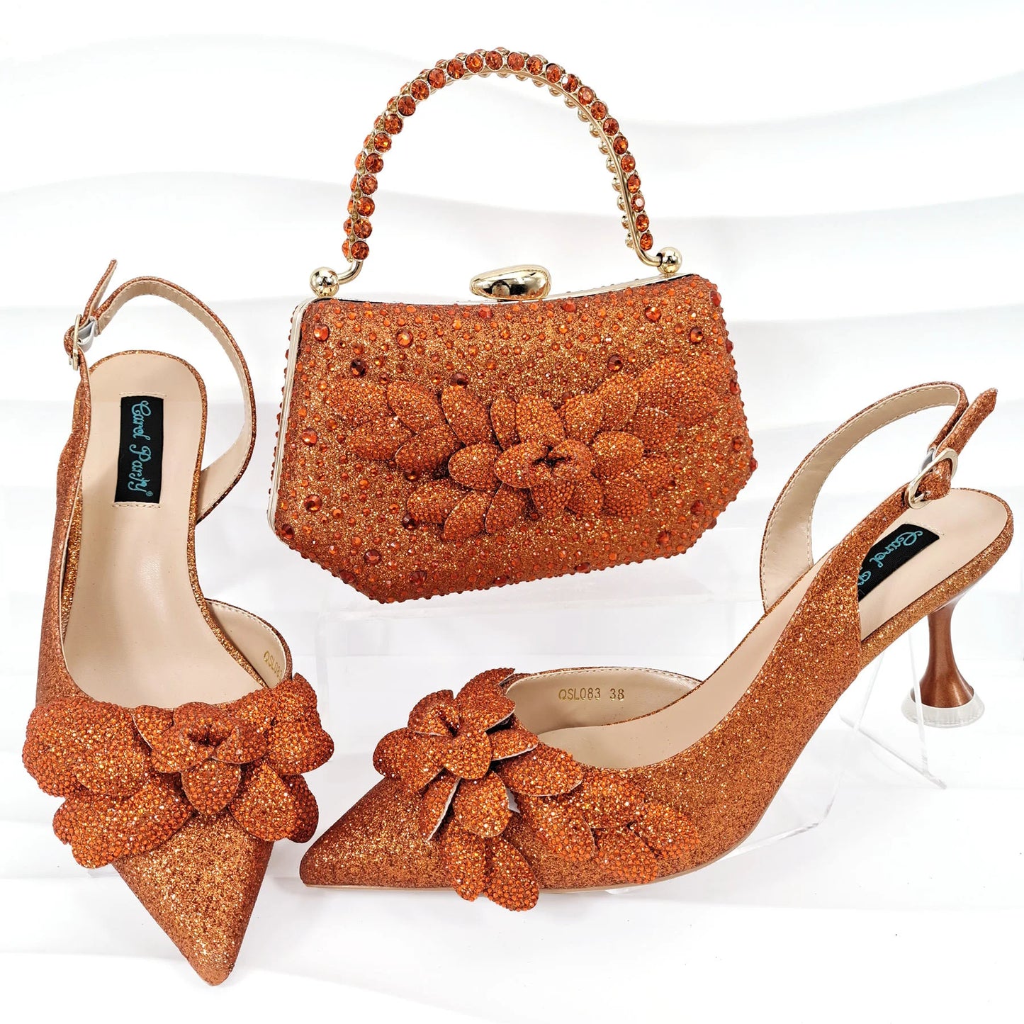 Italian Design Silver Glitter Fabric Fashionable And Exquisite Shoes And Bag Comfortable To Wear Shallow Pointy Toe Stiletto