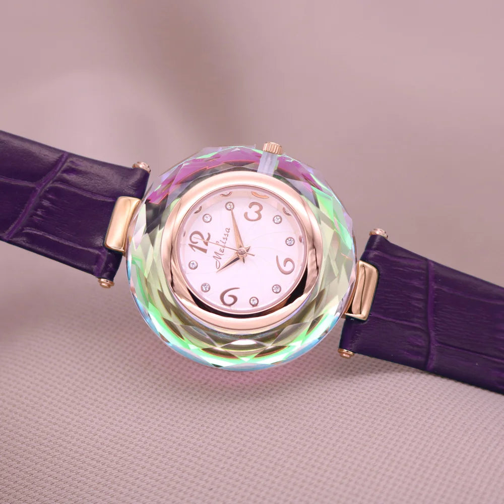 Top Luxury Crystal Melissa Lady Women's Watch Elegant Rhinestone Fashion Hours Dress Bracelet Clock Girl Birthday Gift Box