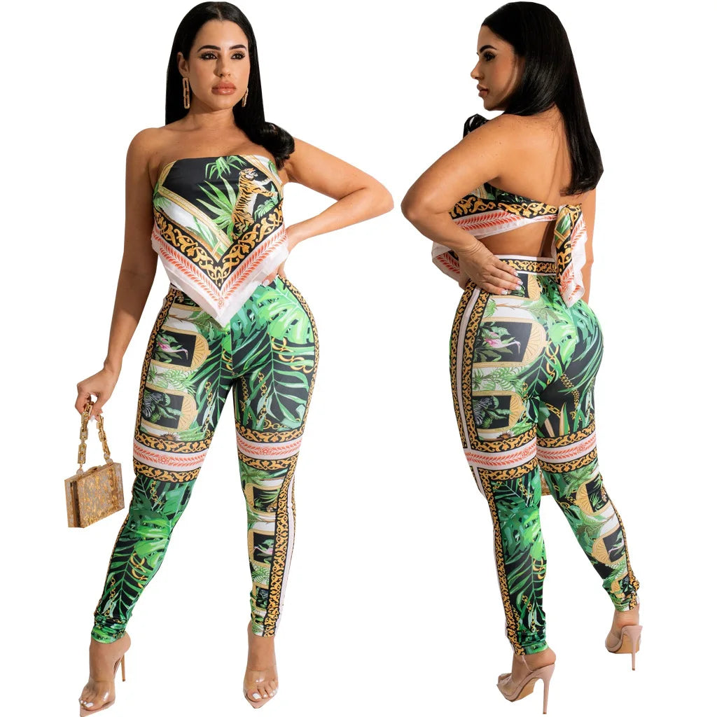 Sexy Fashion Digital Printing Breast Wrap Two-piece Set, Set SMR10971