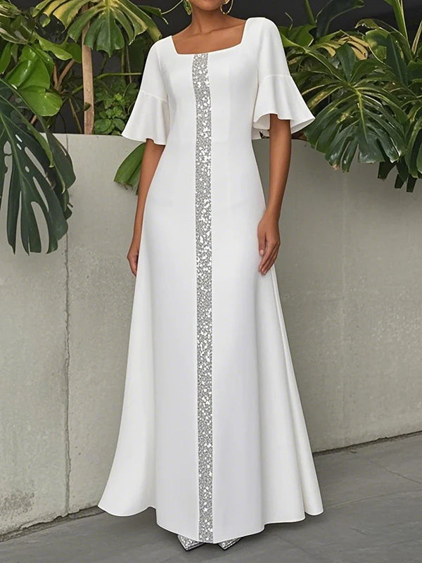 Modigirl Original Creation Women Elegant Shiny Long Dress Flared Sleeves 2025 Summer Party Birthday Prom Maxi Dresses for Woman