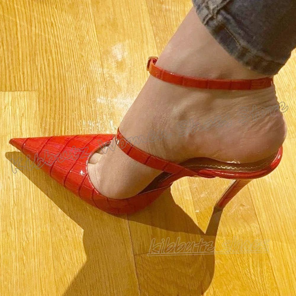 Buckle Buckle Pumps Leather Solid Color Pointy Thin High Heels Novelty Luxury Fashion Elegant Concise Sexy Hot Girls Shoes New