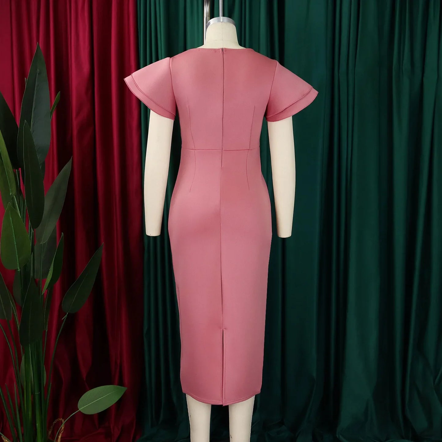 Elegant Pure Color African Style Wrap Dress D3310 New Fashionable Transoceanic Dress with Lace Trim Elegant African Dress