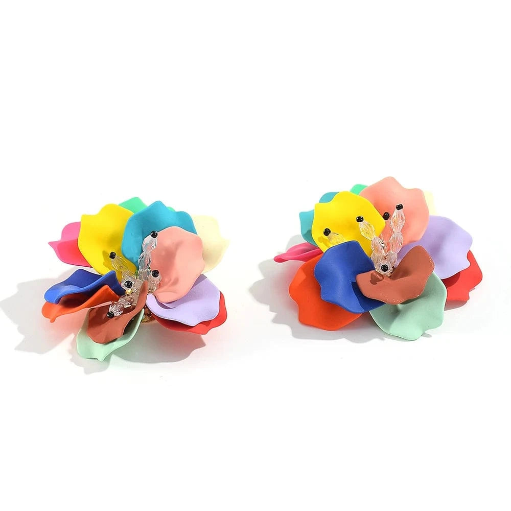 Exaggerated Ethnic Handmade Flower Drop Earrings Bohemian Acrylic Lovely Earrings High Quality Statement Female Jewelry