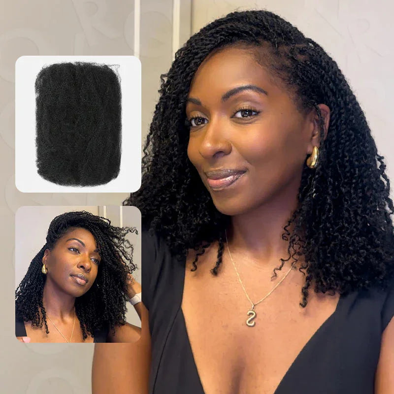 Black Pearl Top Peruvian Kinky Curly Mini Twist Hair 50G/pc QVR Afro Kinky Bulk Human Hair for Braiding 100% Remy Hair Bundles
