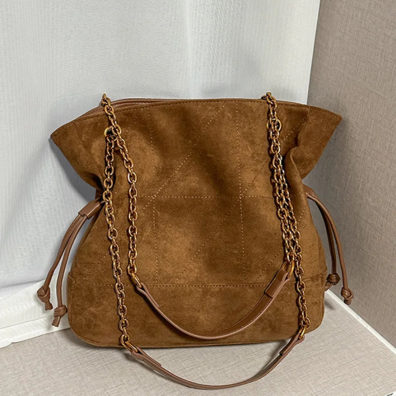 Brand Diamond-shaped Underarm Bag New Women Luxury Retro Fashion Versatile Drawstring Chain Bag Textured Hardware Shoulder Bag