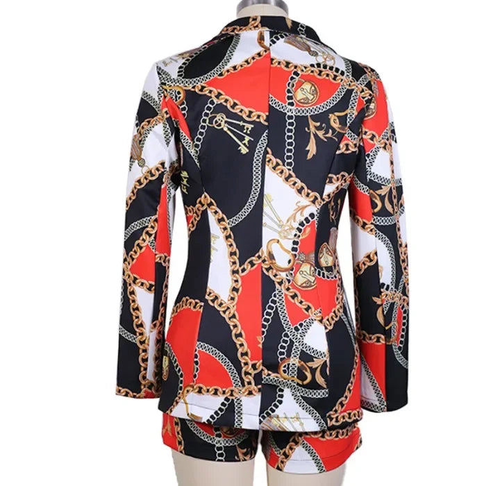 Shorts Suit 2 Piece Set for Womens Outifits 2024 Fall Winter Fashion Leopard Print Casual Long Sleeves Blazer Half Pants Suits