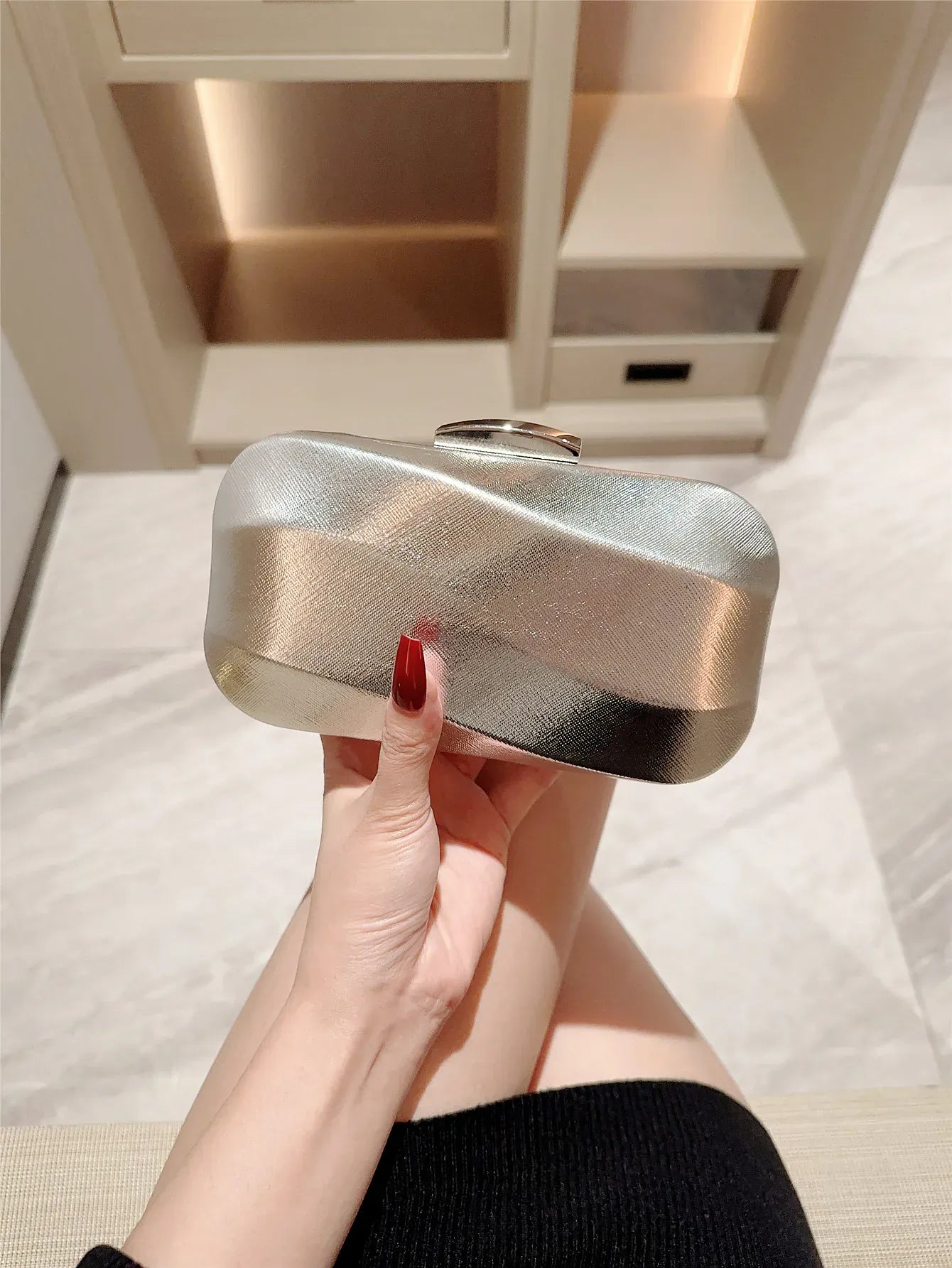 Textured Square Box Clutch