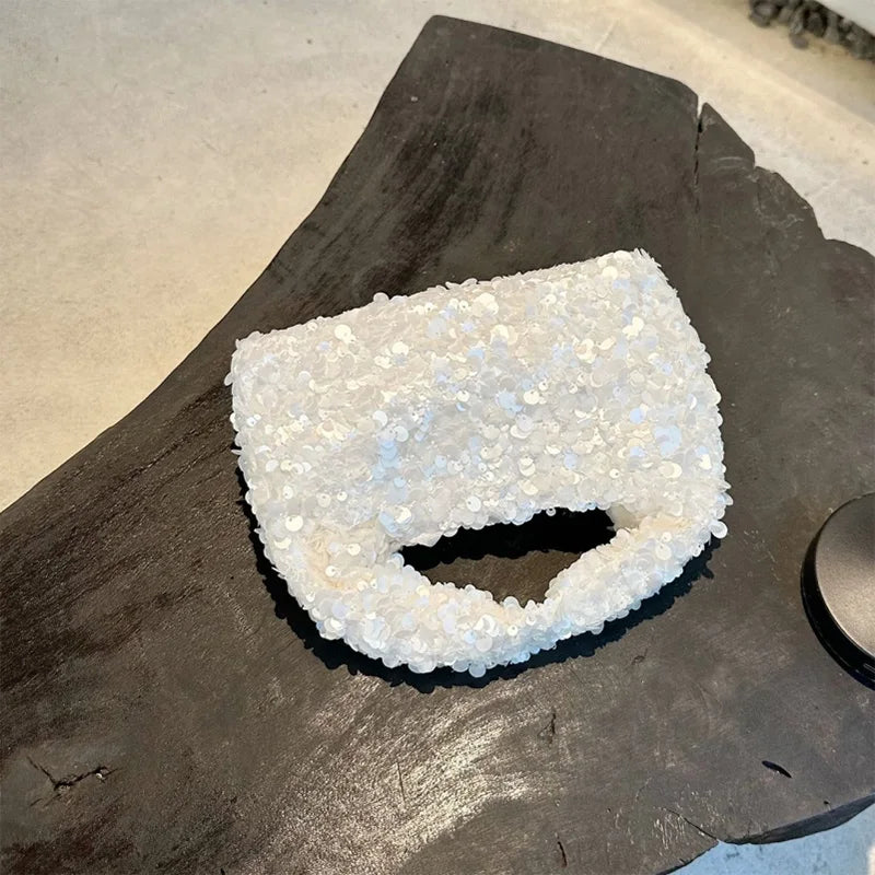 Luxury Pearlescent Sequin Party Wallet Crescent Shape Exquisite Elegant Evening Clutch Bag Summer Beach Wed Shoulder Bag Handbag