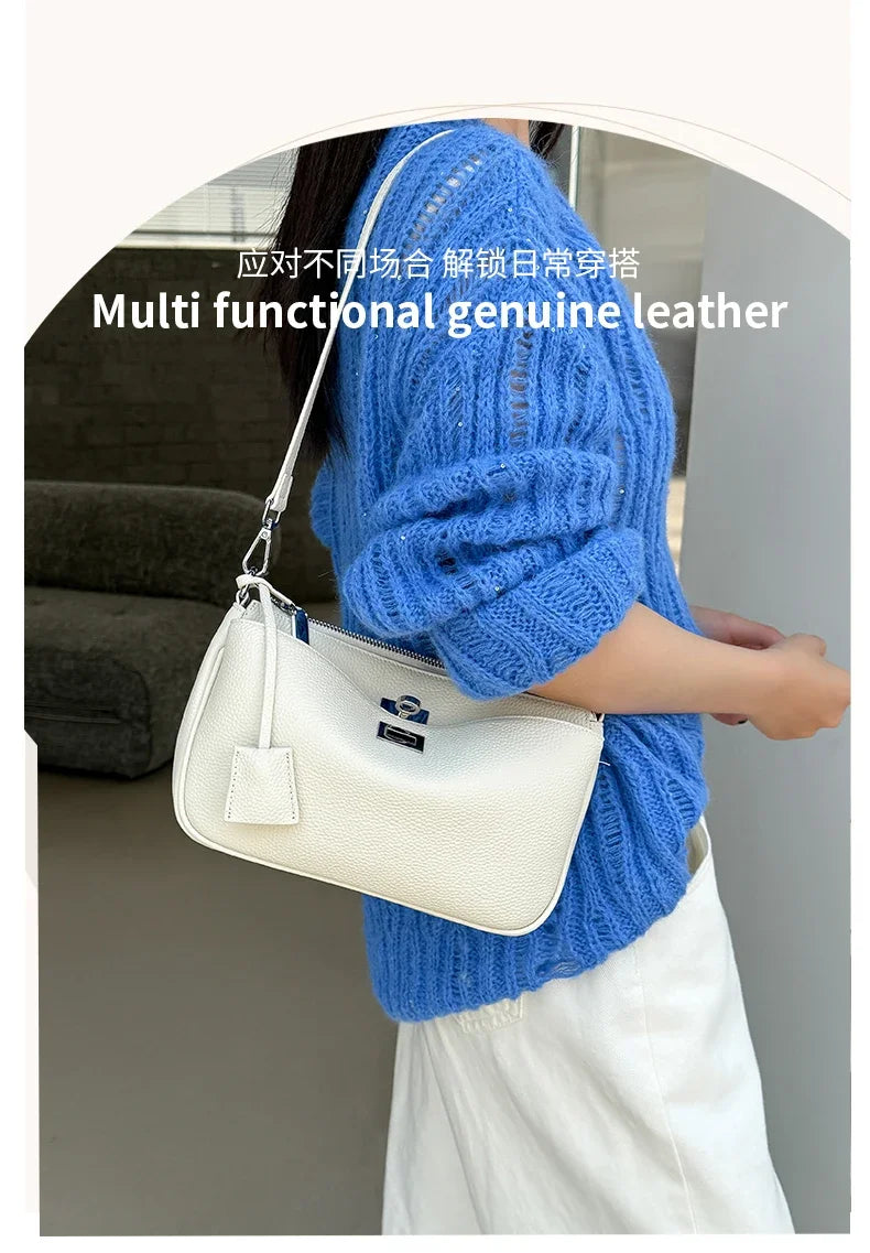 Women Cow Real Leather Shoulder Bags Ladies Natural Cowhide Fashion Retro Handbags Female Designer Luxury Crossbody Bag for Lady