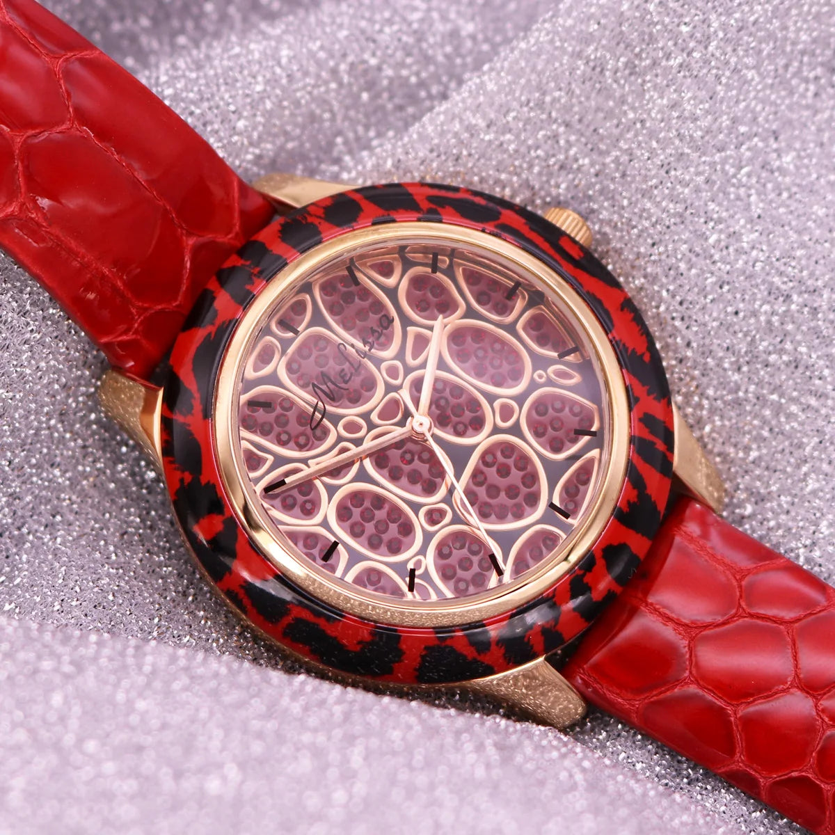 Luxury Unicorn Melissa Women's Watch Rhinestone Crystal Fashion Hour Real Leather Bracelet Clock Girl's Birthday Gift Box