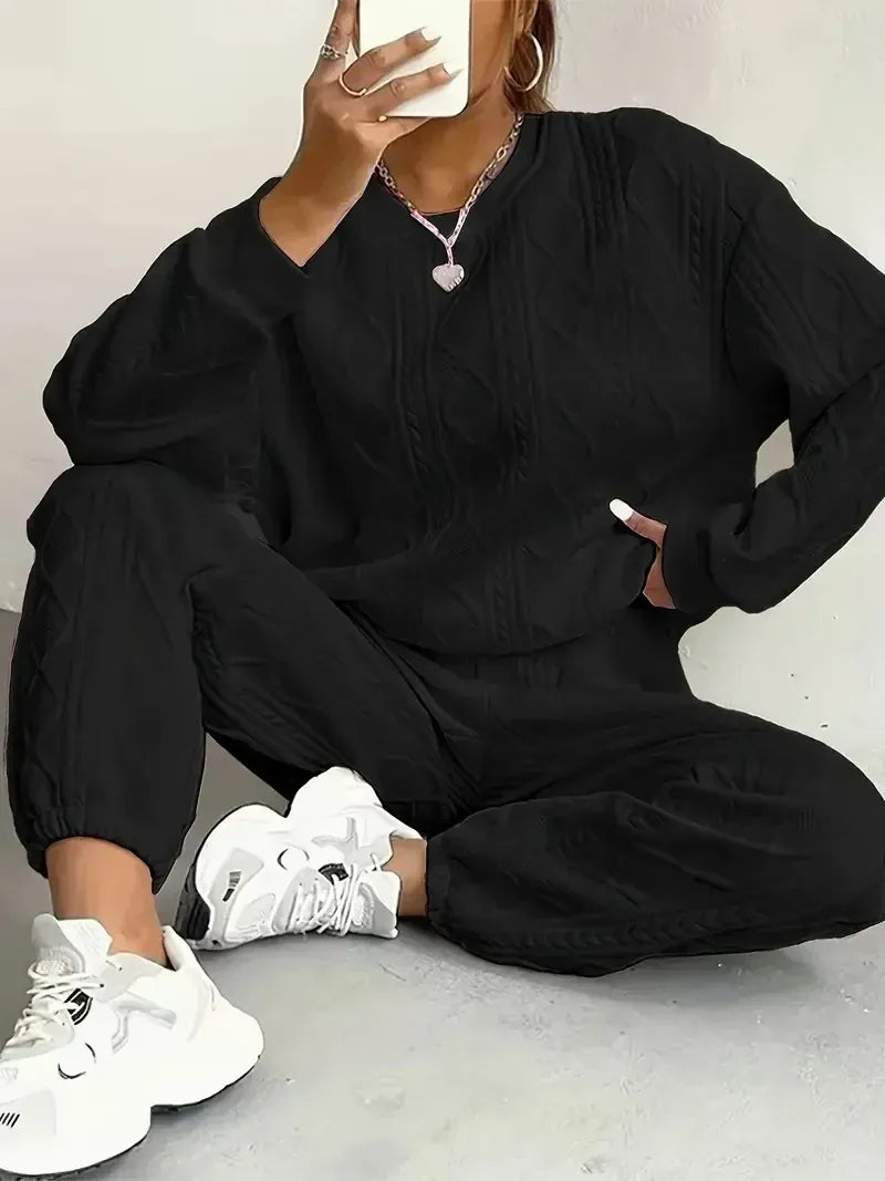 Plus Size Twist Knit Two-Piece Set