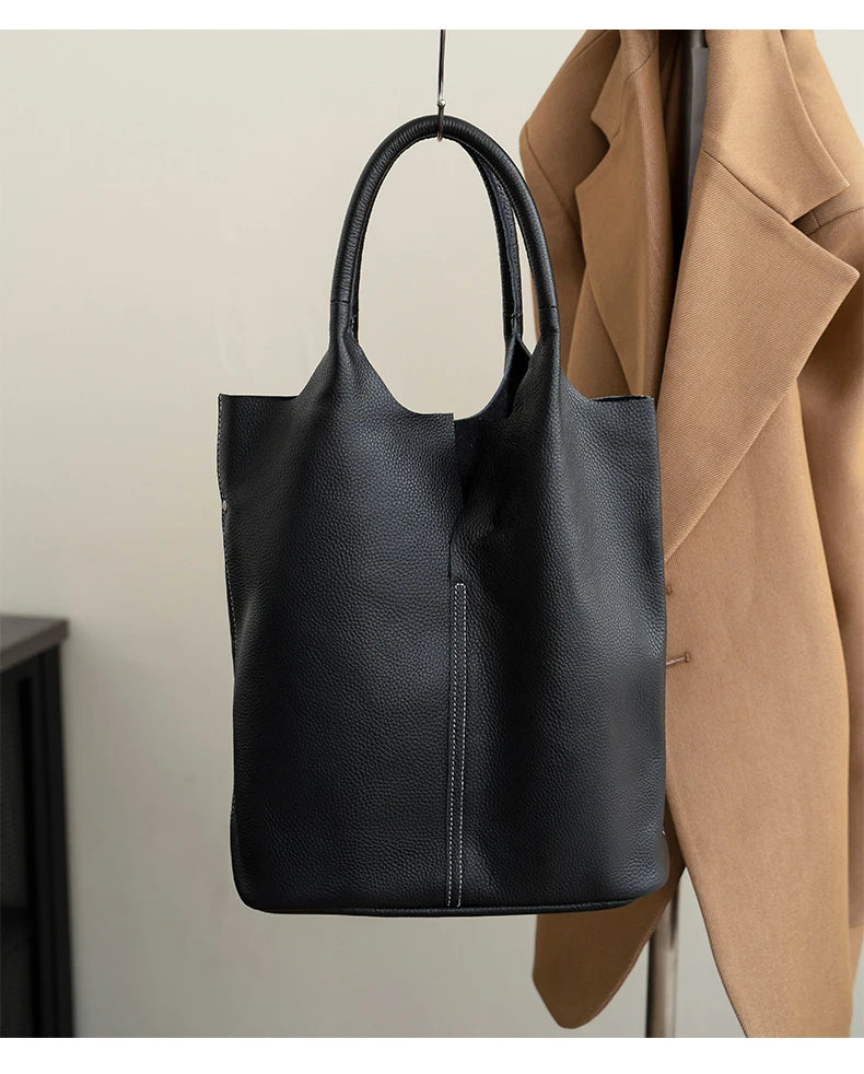 Bucket Bag Ladies Luxury Women Tote Bag Casual Genuine Cow Leather Shoulder Bags ladies Tote Handbags Big Shopper Bag for Female