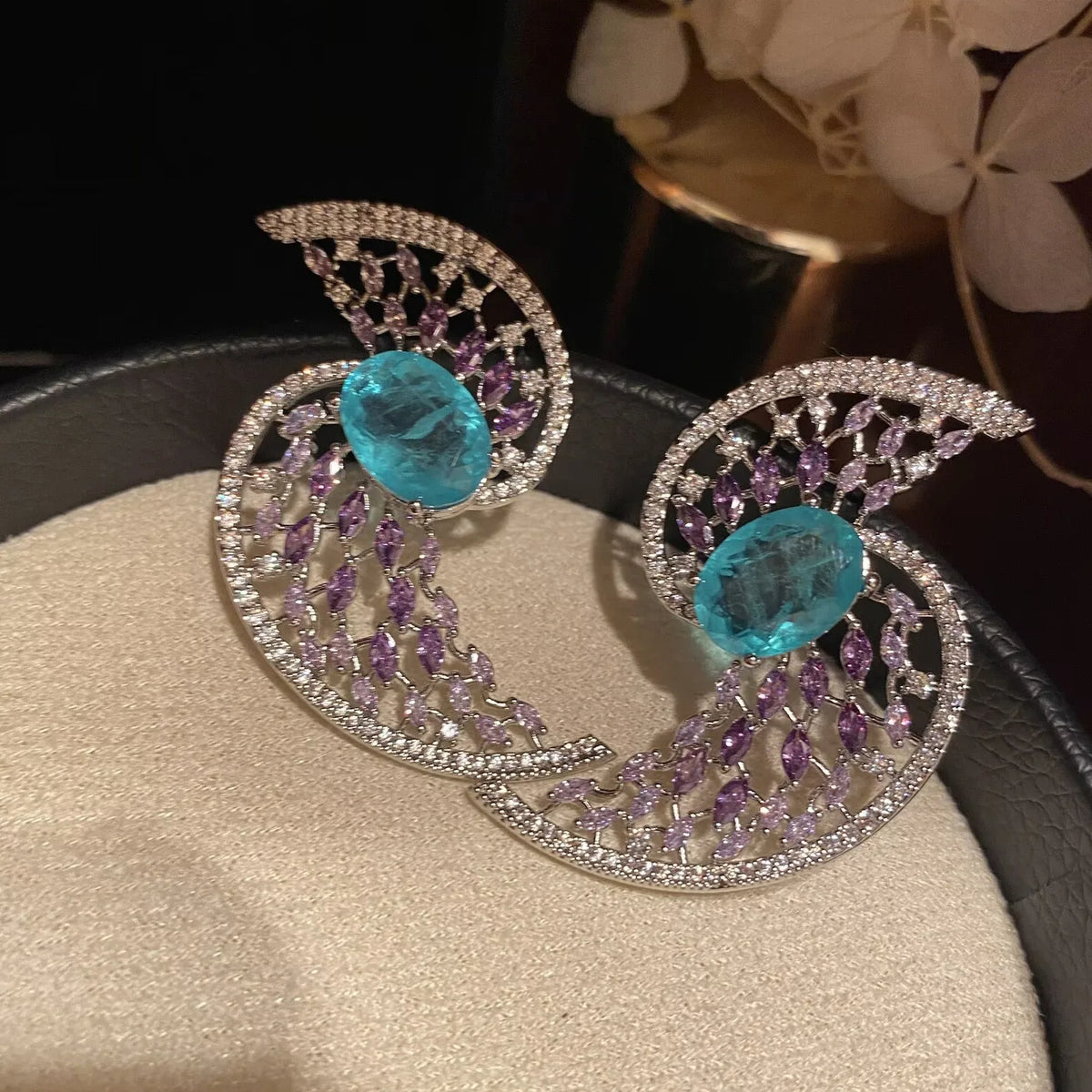 Colorful Hollow Flower Waterdrop Earrings for Women