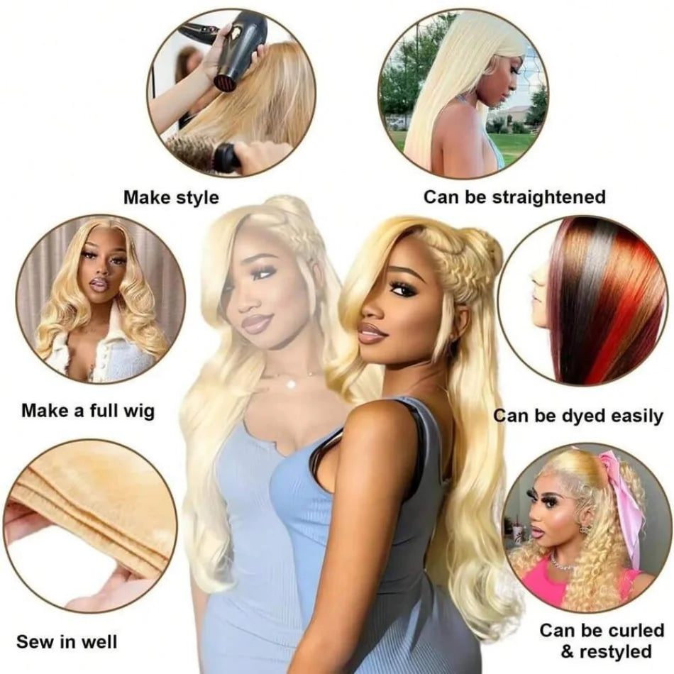 Honey Blonde Body Wave Human Hair Bundles for Women